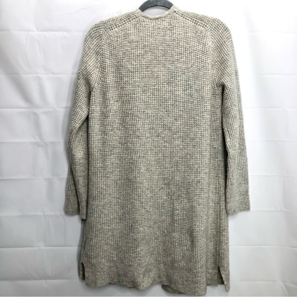Madewell wool and alpaca blend gray waffle knit long open front cardigan - Picture 6 of 6